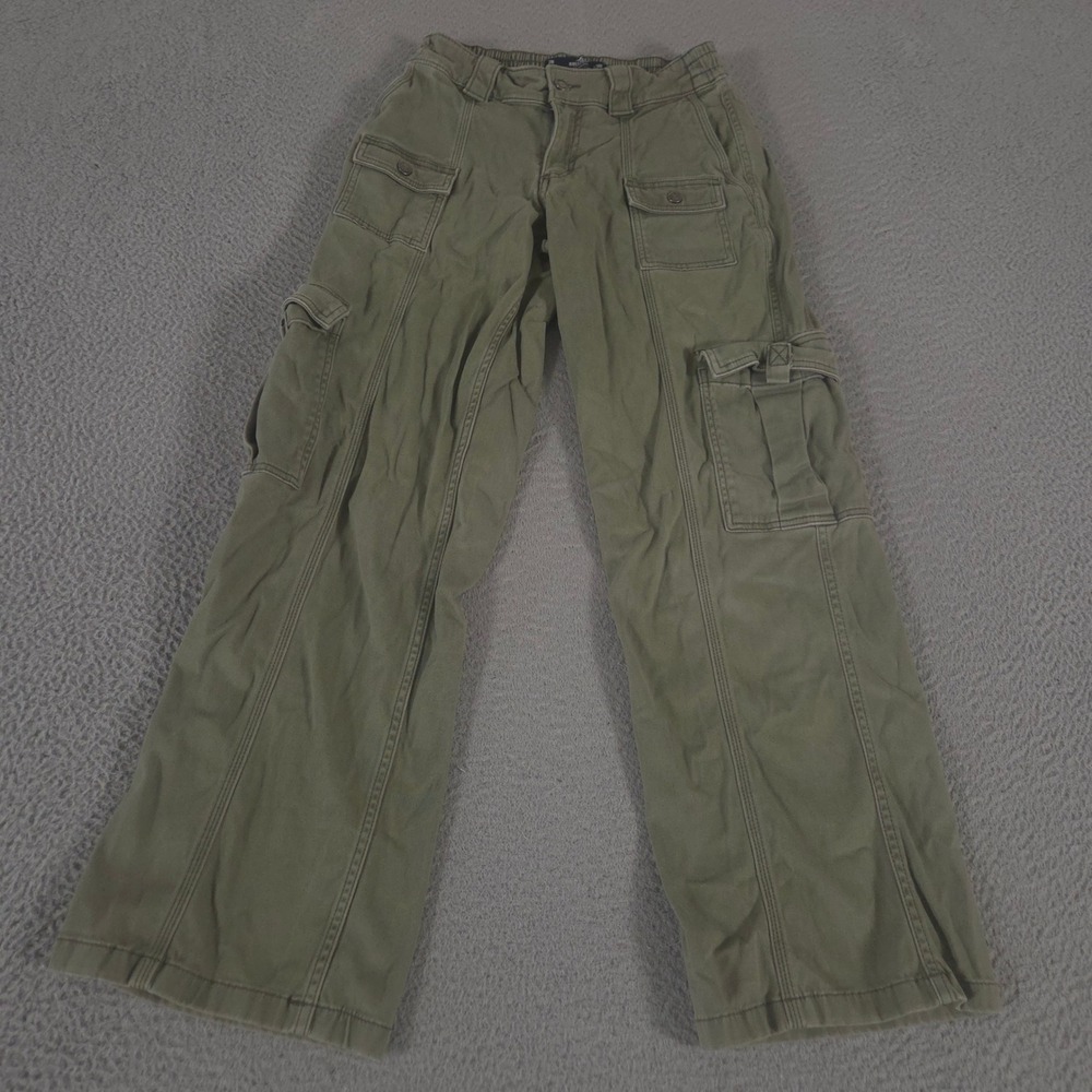 Hollister Pants Women 2R Sage Low-Rise Baggy Cargo Wide Leg Utility Multi-Pocket